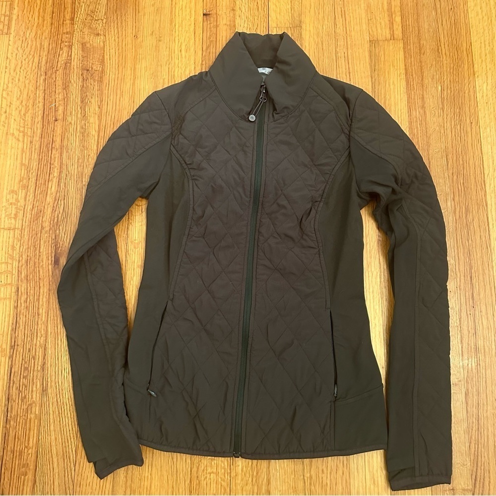 Athleta Women's Upside Quilted Long Sleeves Olive Green Jacket Full Zip XS (t) - Picture 3 of 12
